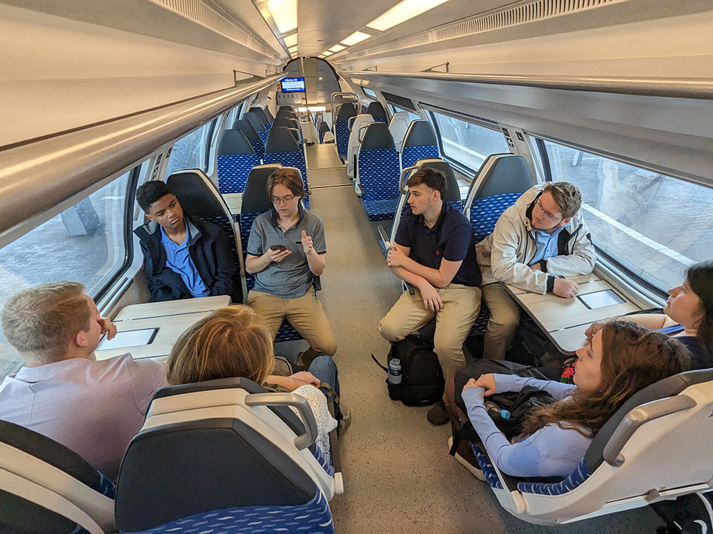 LSU Students socializing in a train car