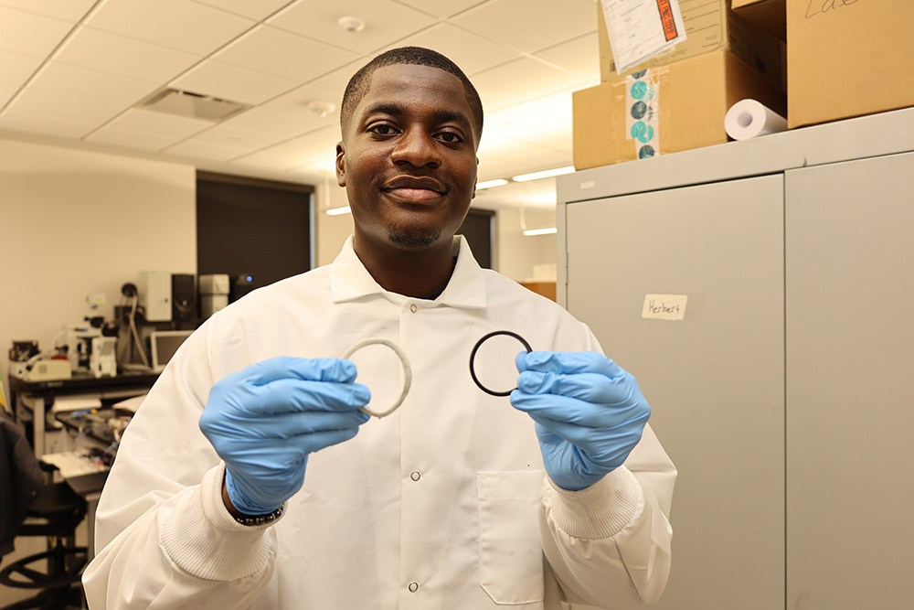 Olaoye with test seals.