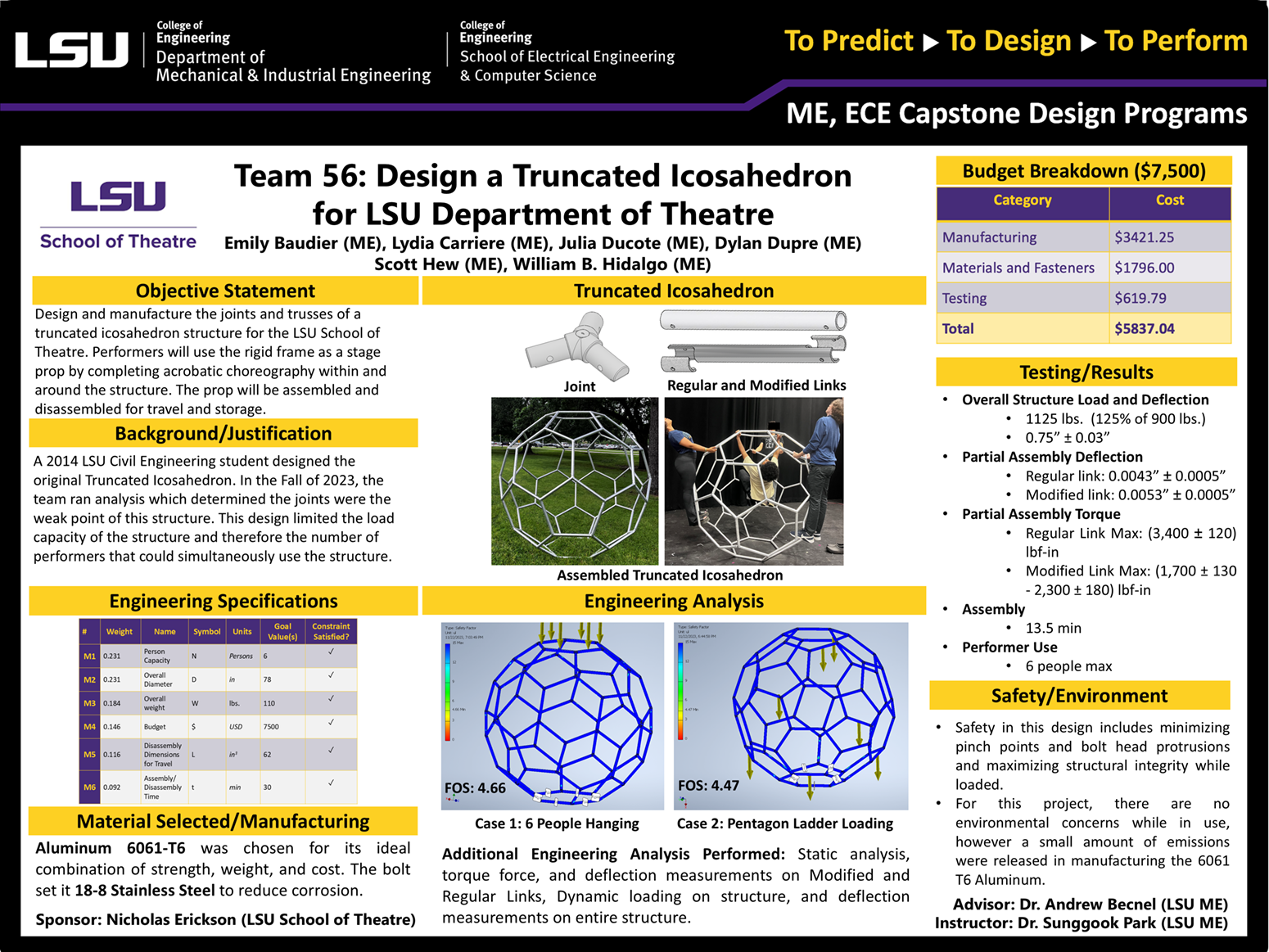 Project 56 Poster: Design Stronger Joints for a Truncated Icosahedron used for Theater Performances (2024) Project 56: Design Stronger Joints for a Truncated Icosahedron used for Theater Performances (2024)