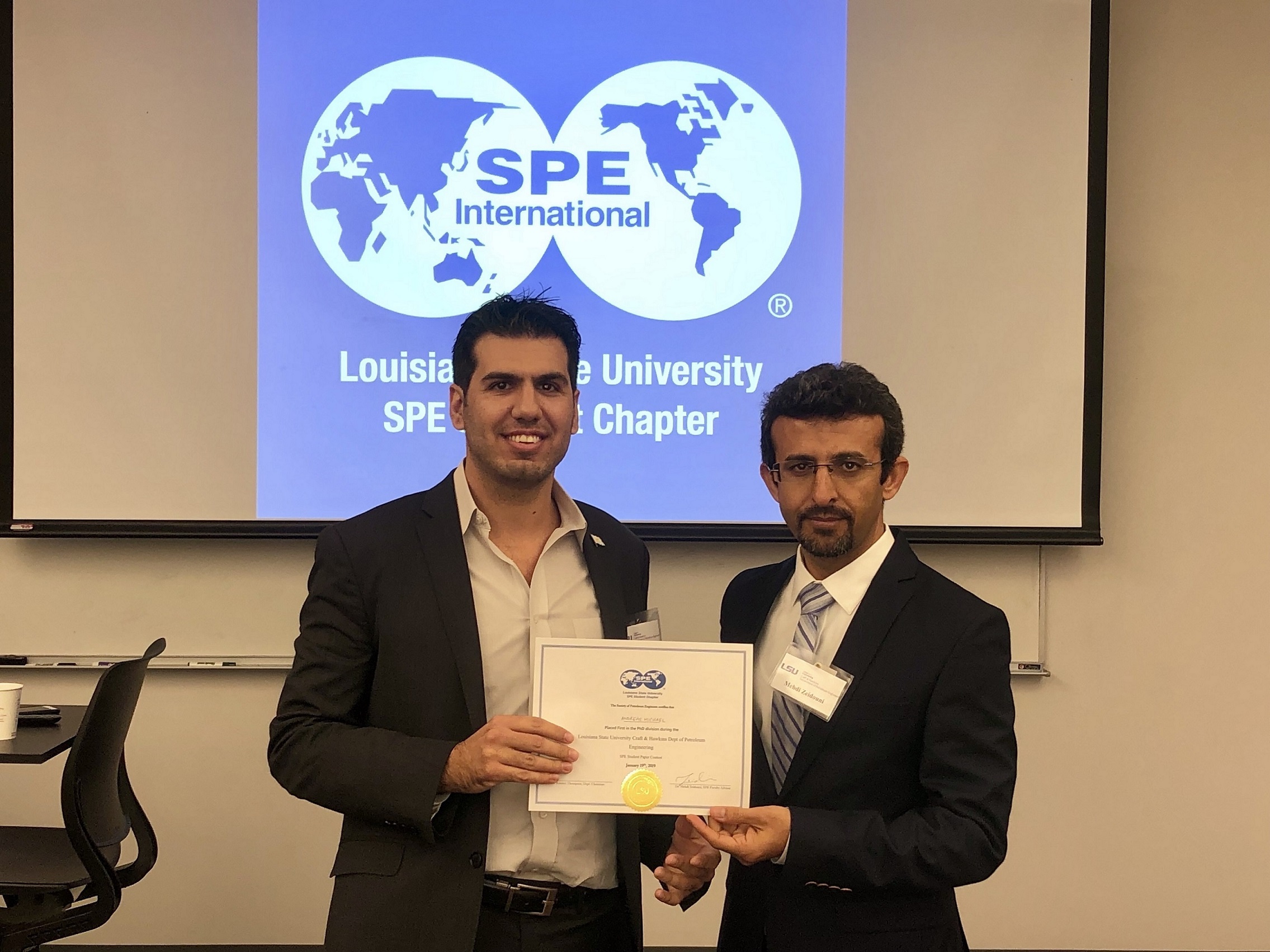 Andreas Michael pictured with Faculty advisor Dr. Mehdi Zeidouni