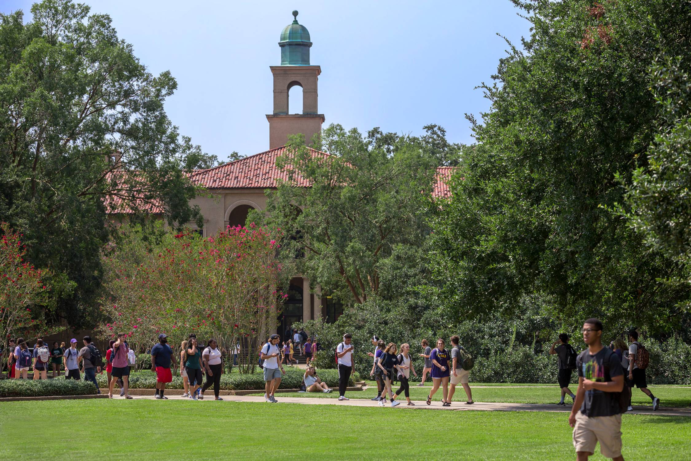 students walking in quad