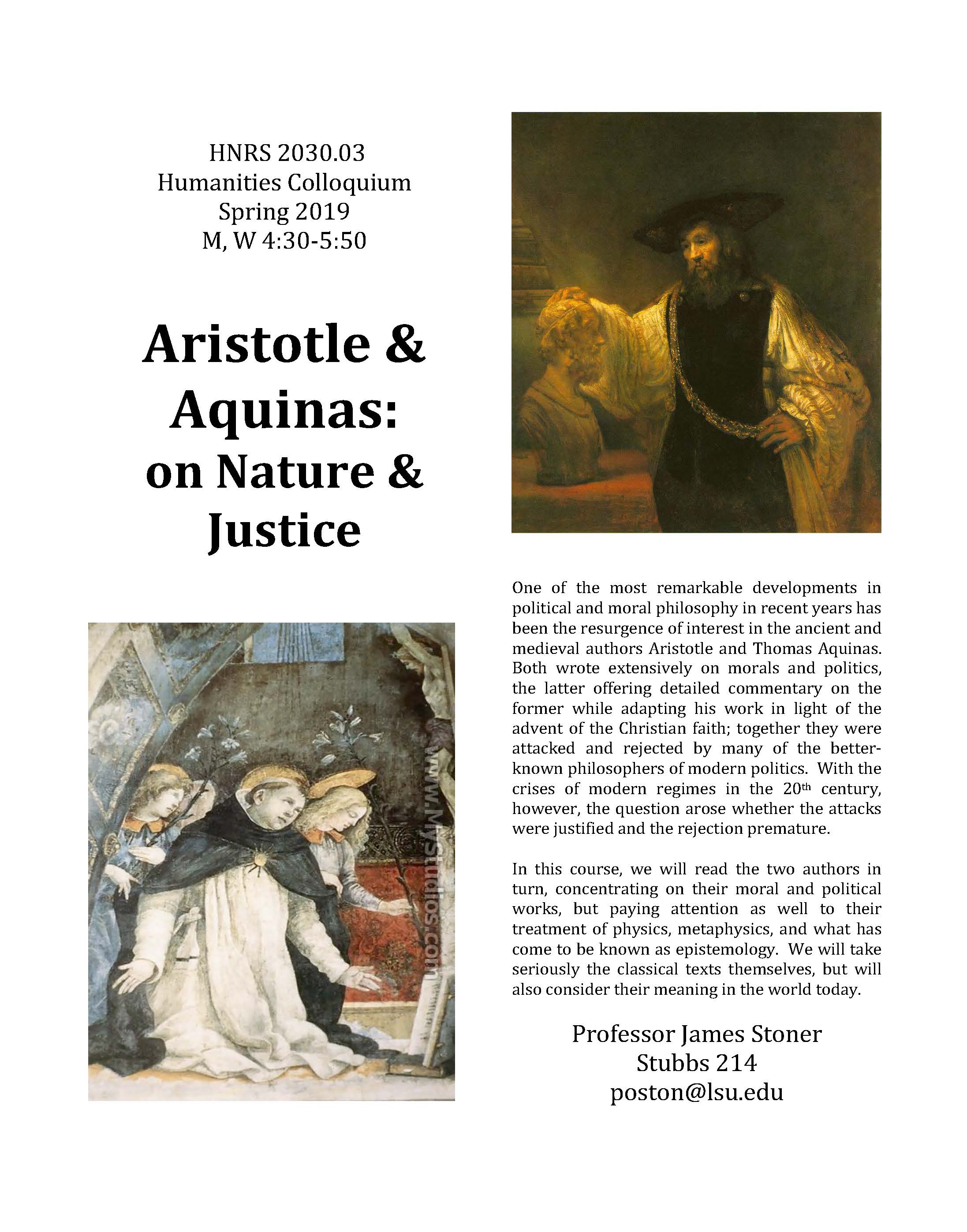 Aristotle and Aquinas Flier