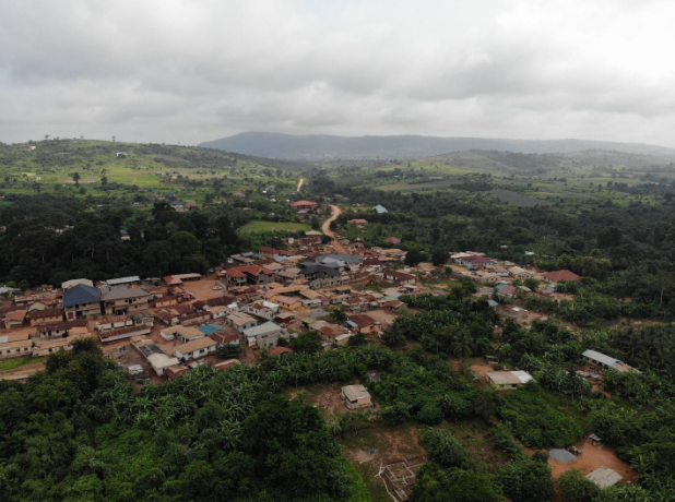 Drone view of Nsakye, Ghana.