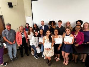 students with awards from event