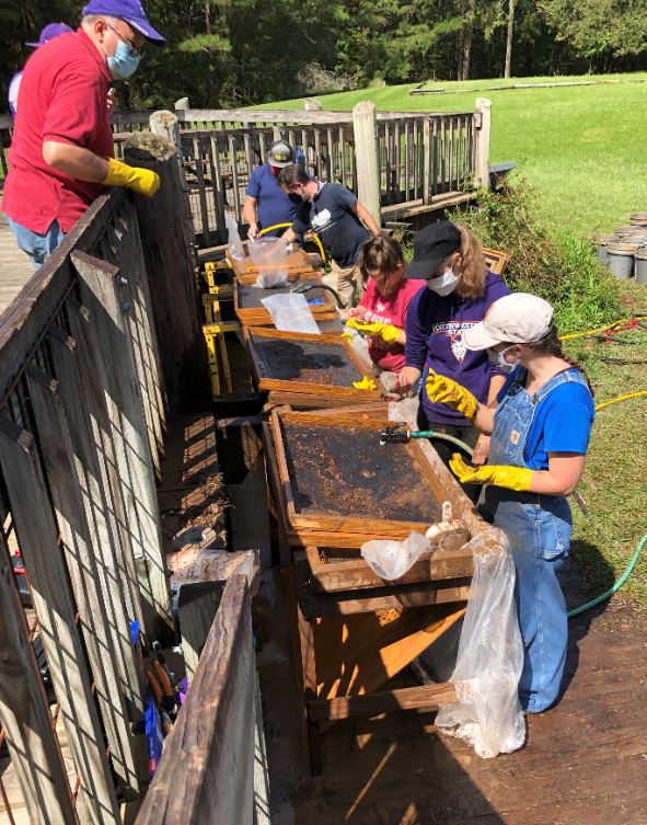 Students getting hands-on experience in archaeology at Los Adaes in Natchitoches, LA.