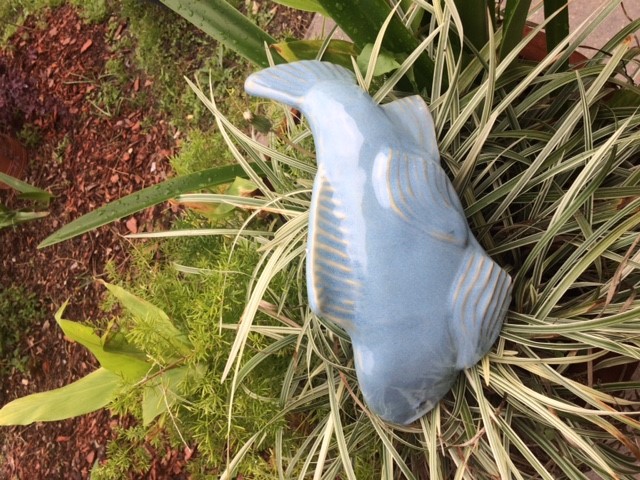 sky blue ceramic koi