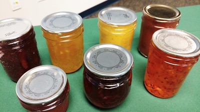 selection of homemade jams and jellies
