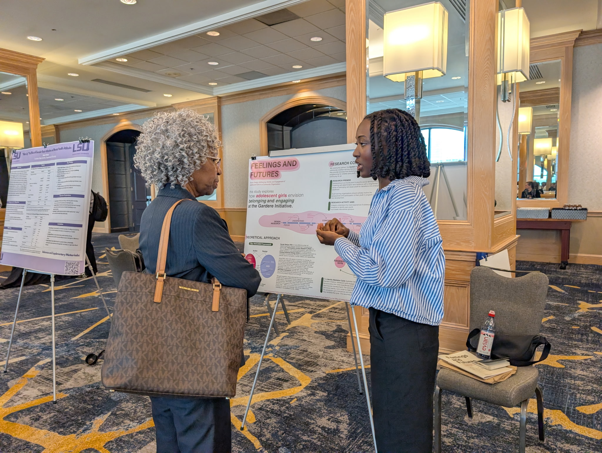 Photo of LSU Ogden Honors College student Ese Mukuro presenting her Capstone research at Stanford University.