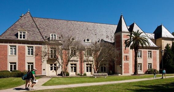 View of the front of the French House from the lawn