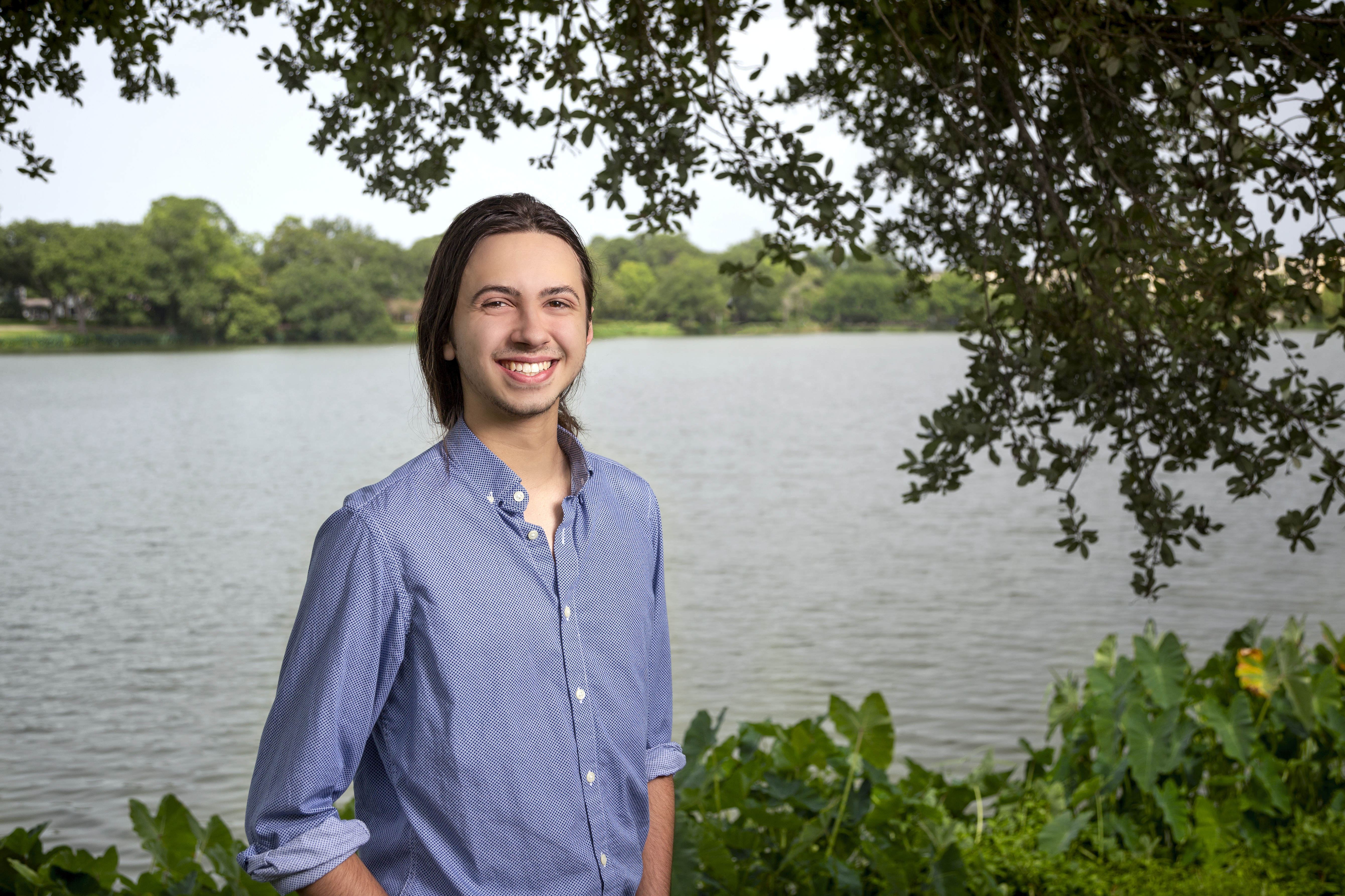 LSU senior Jack Green stands in front of the LSU Lakes
