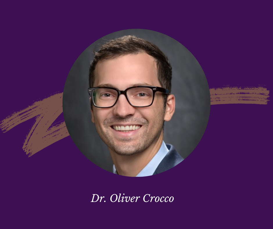 Image of man smiling. Text says Dr. Oliver Crocco