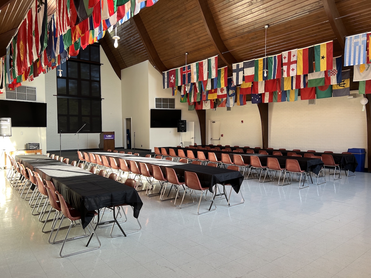 Hall of cultures with long tables