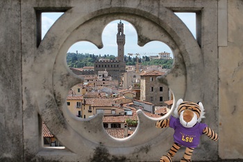 MIke stuffed animal in Italy