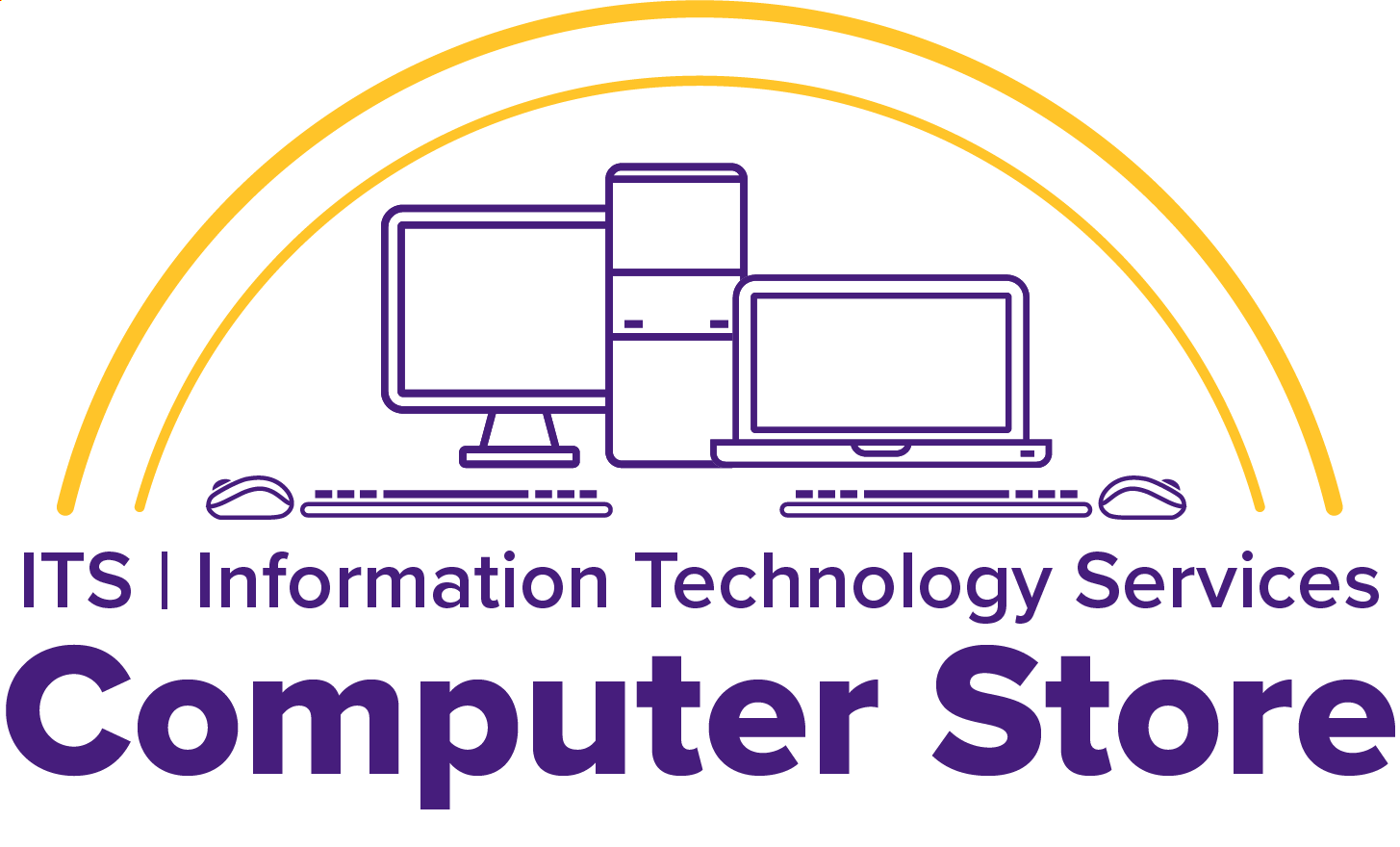 LSU ITS Computer Store, gold arch above Computer Hardware 