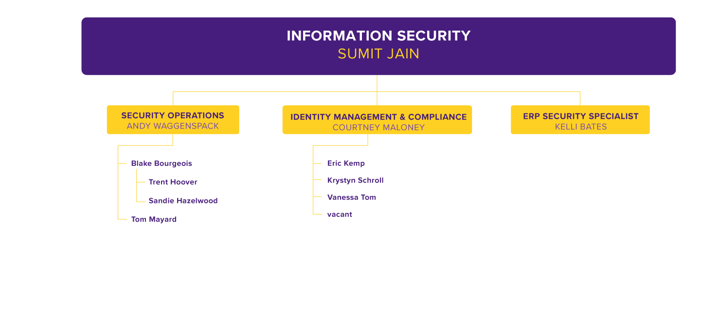 IT Security Org Chart, detailed in text below