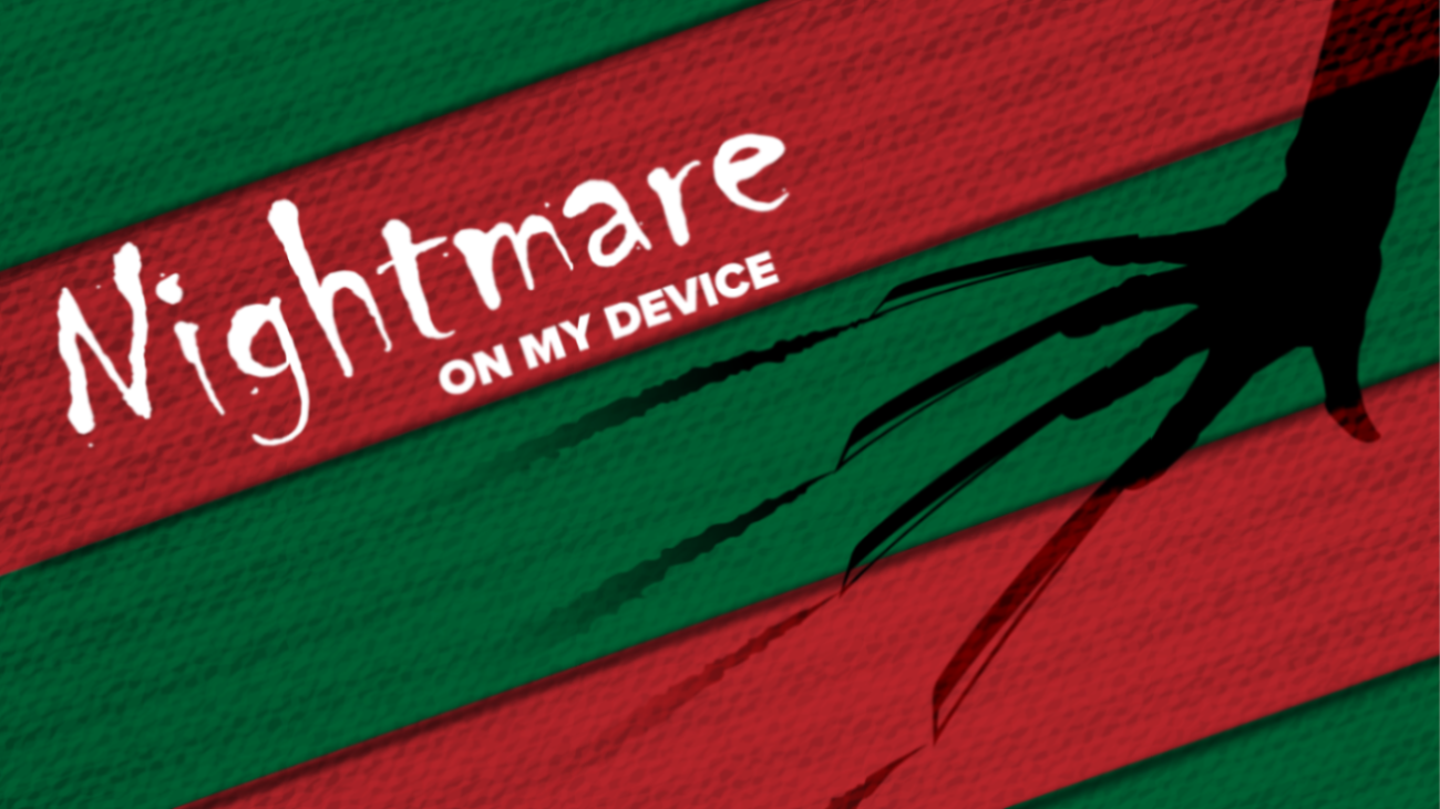 Nightmare on my device Hand scratching red and green fabric