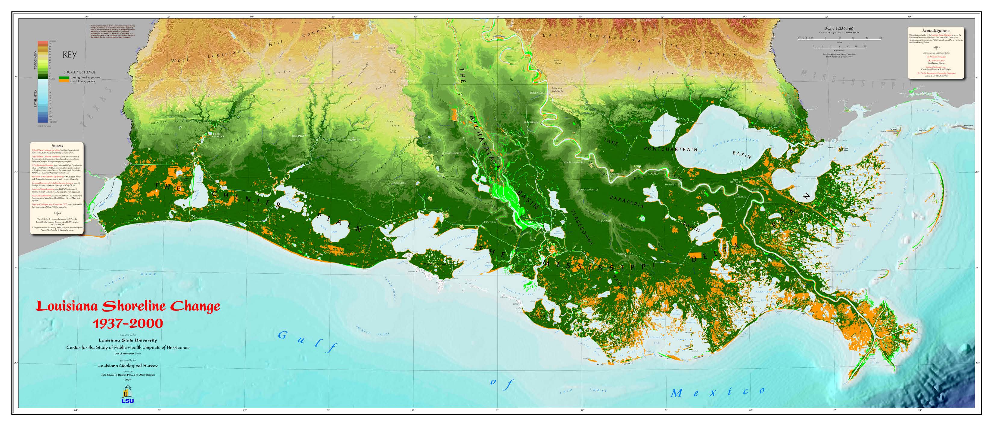 Louisiana Shaoreline CHange map