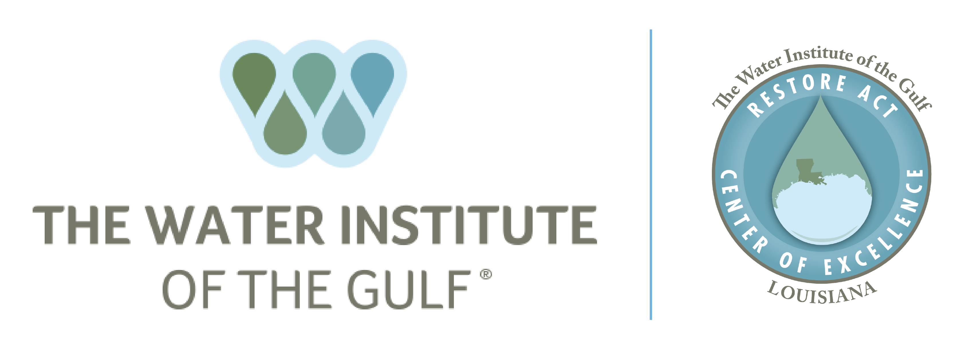 logo of the Water Institute of the Gulf and logo of the Center of Excellence