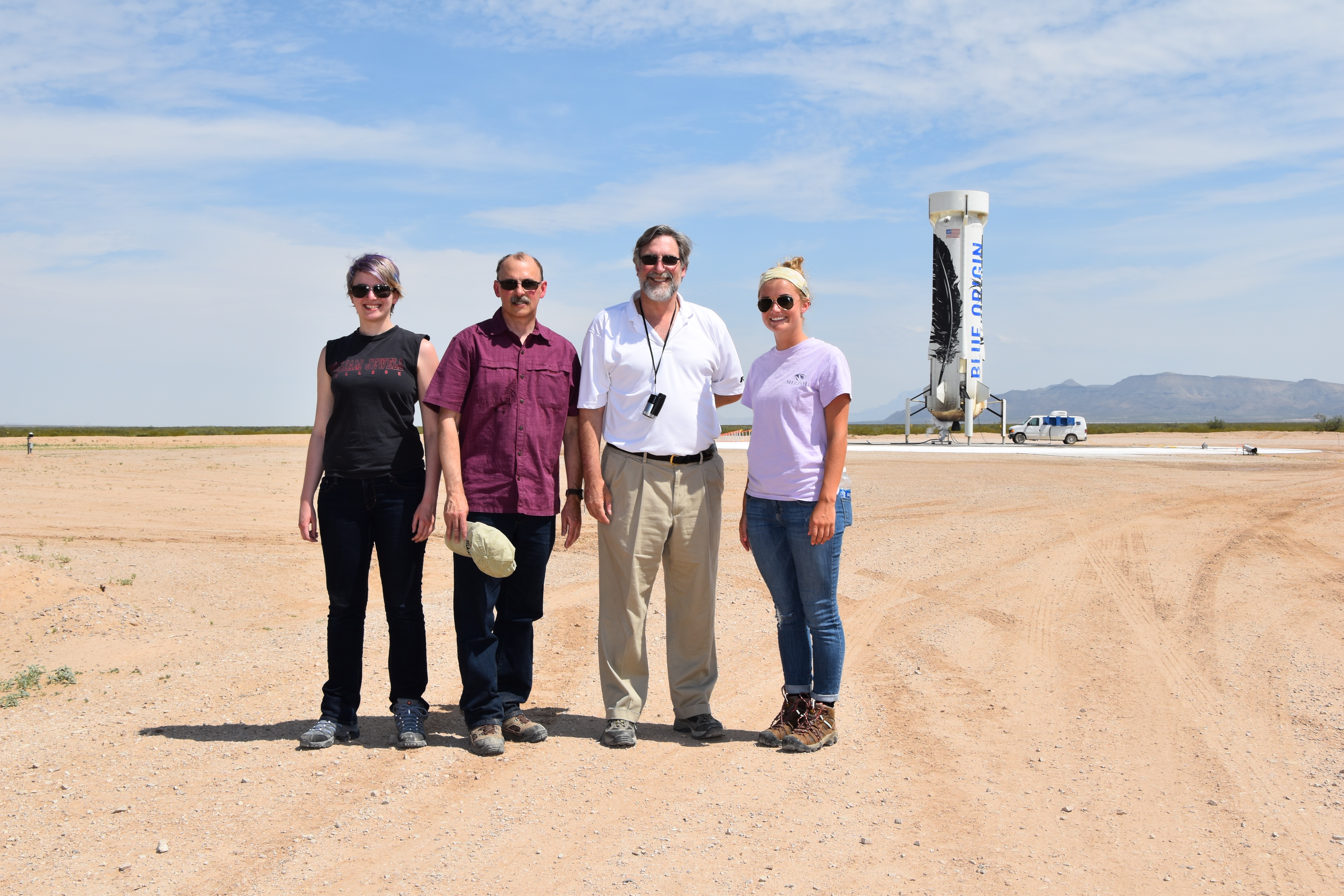 Researchers after Blue Origin launch