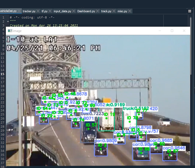 DOTD traffic camera footage with LSU AI