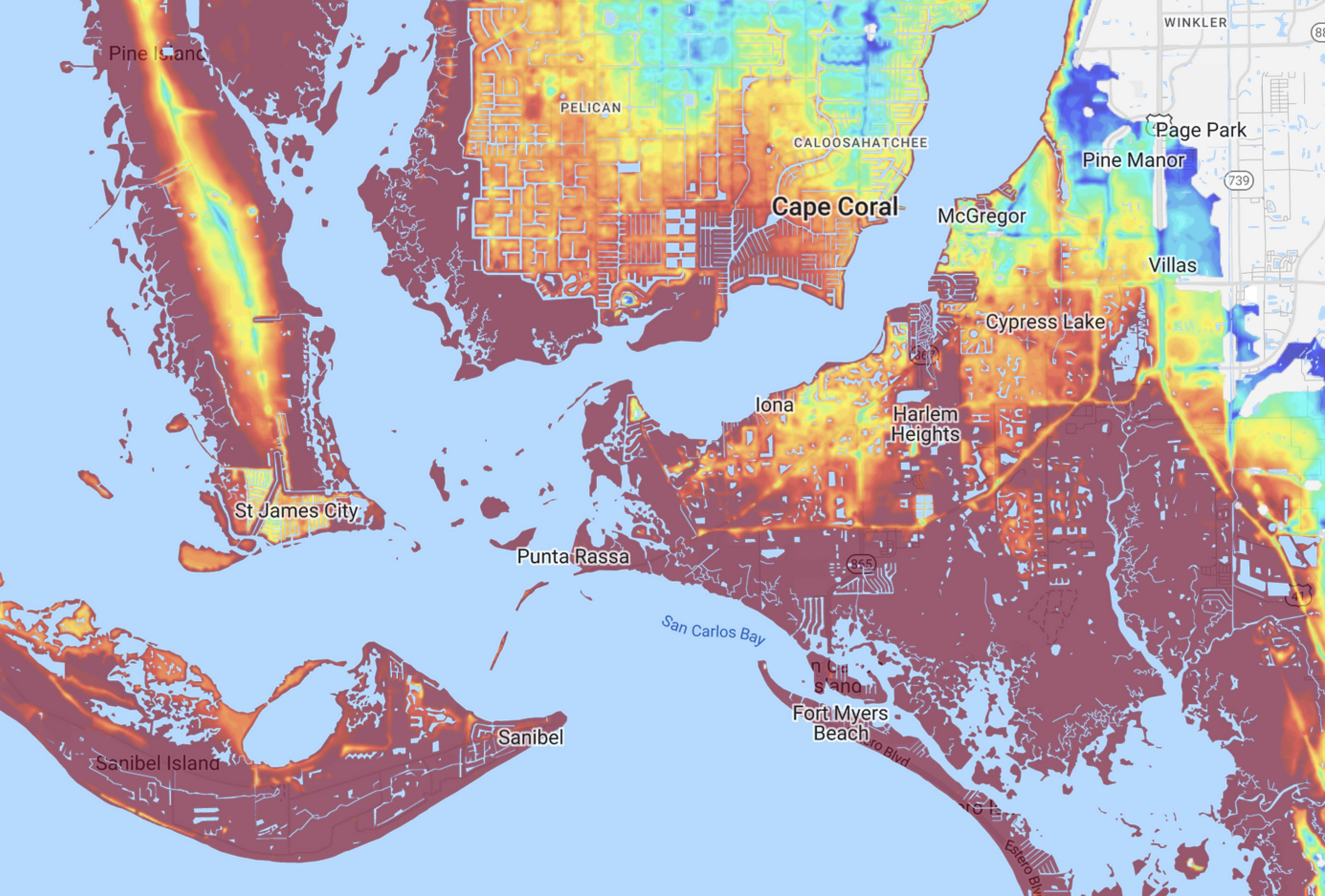 radar on map of Florida coast