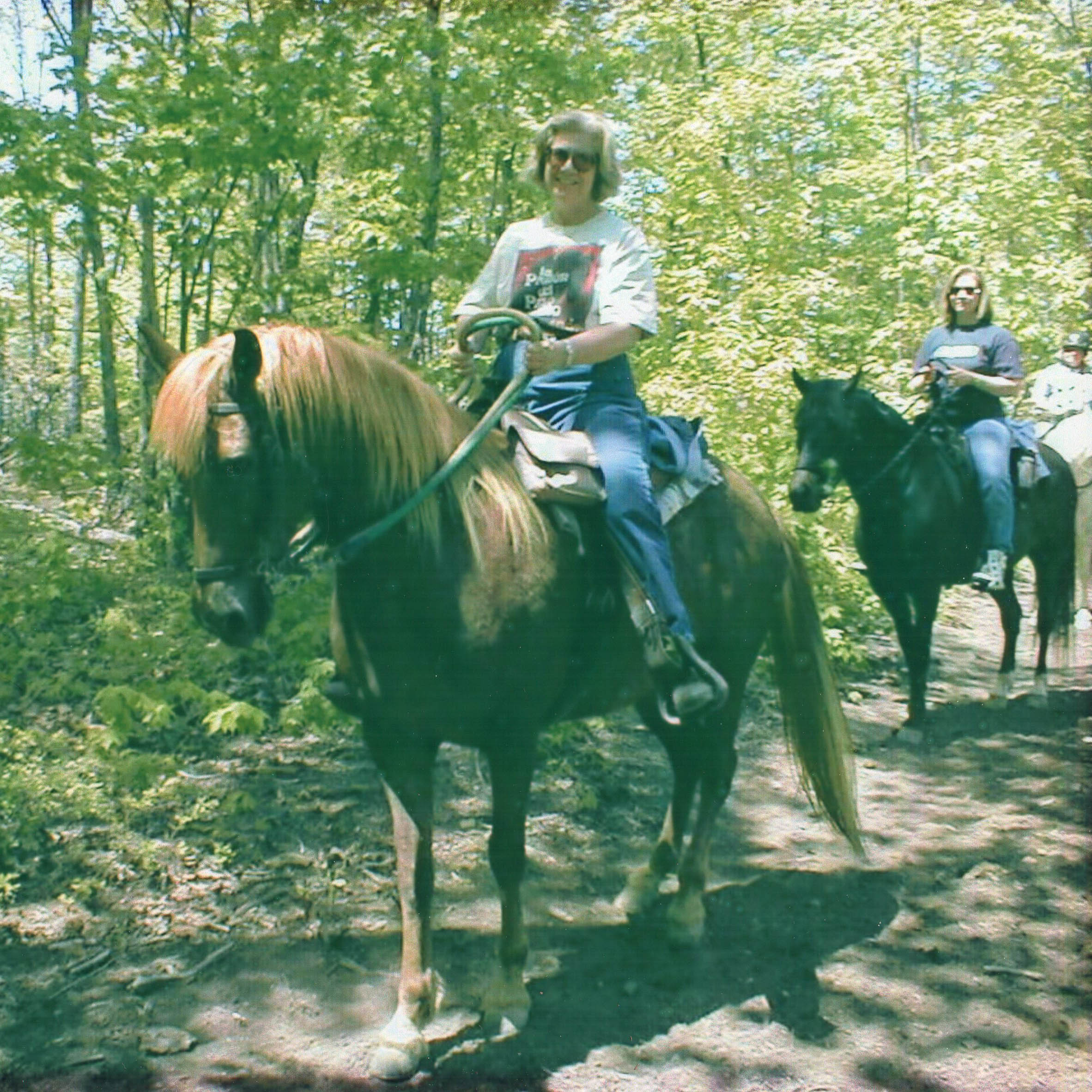 Kathleen Clucas on horseback.