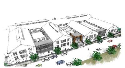 Studio Arts Block Aerial Rendering