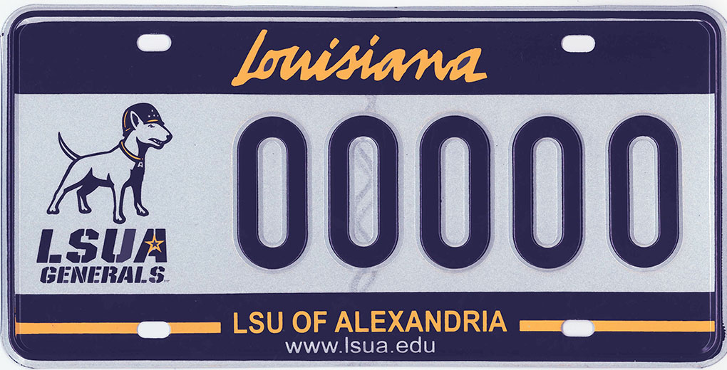 LSUA license plate