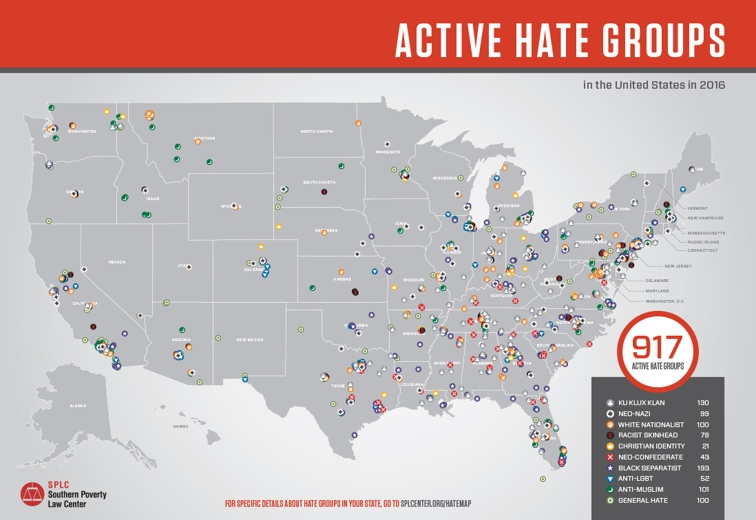 Map of hate groups in U.S.