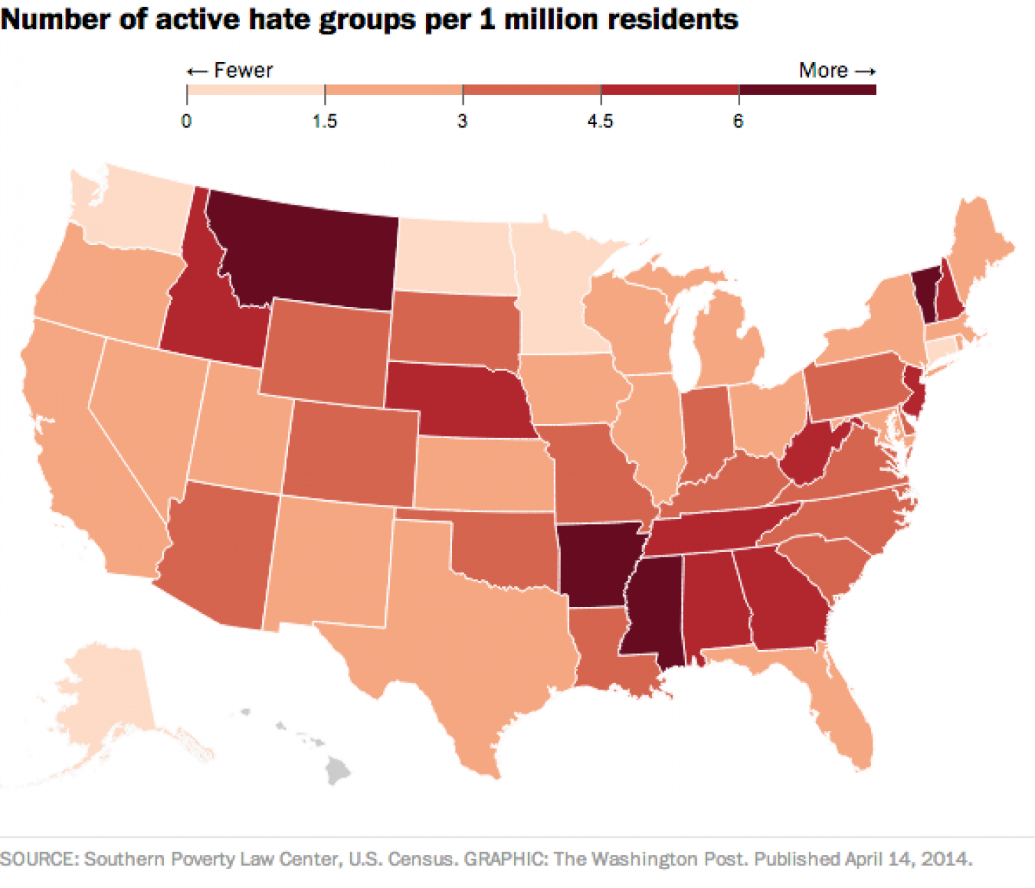 Hate Map in U.S.