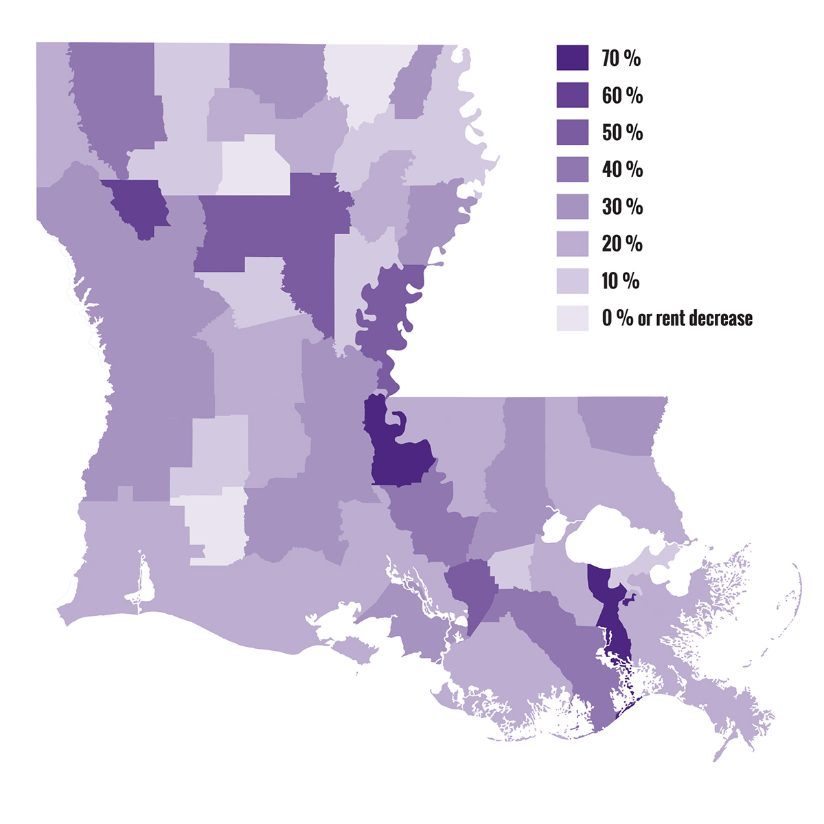 Parish map of rent increases