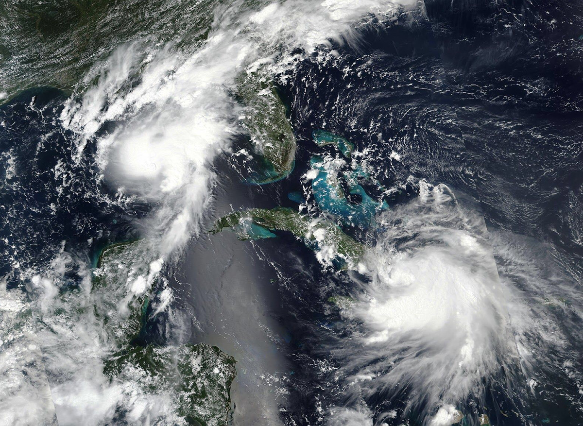 Hurricanes Laura and Marco were in the Gulf at the same time
