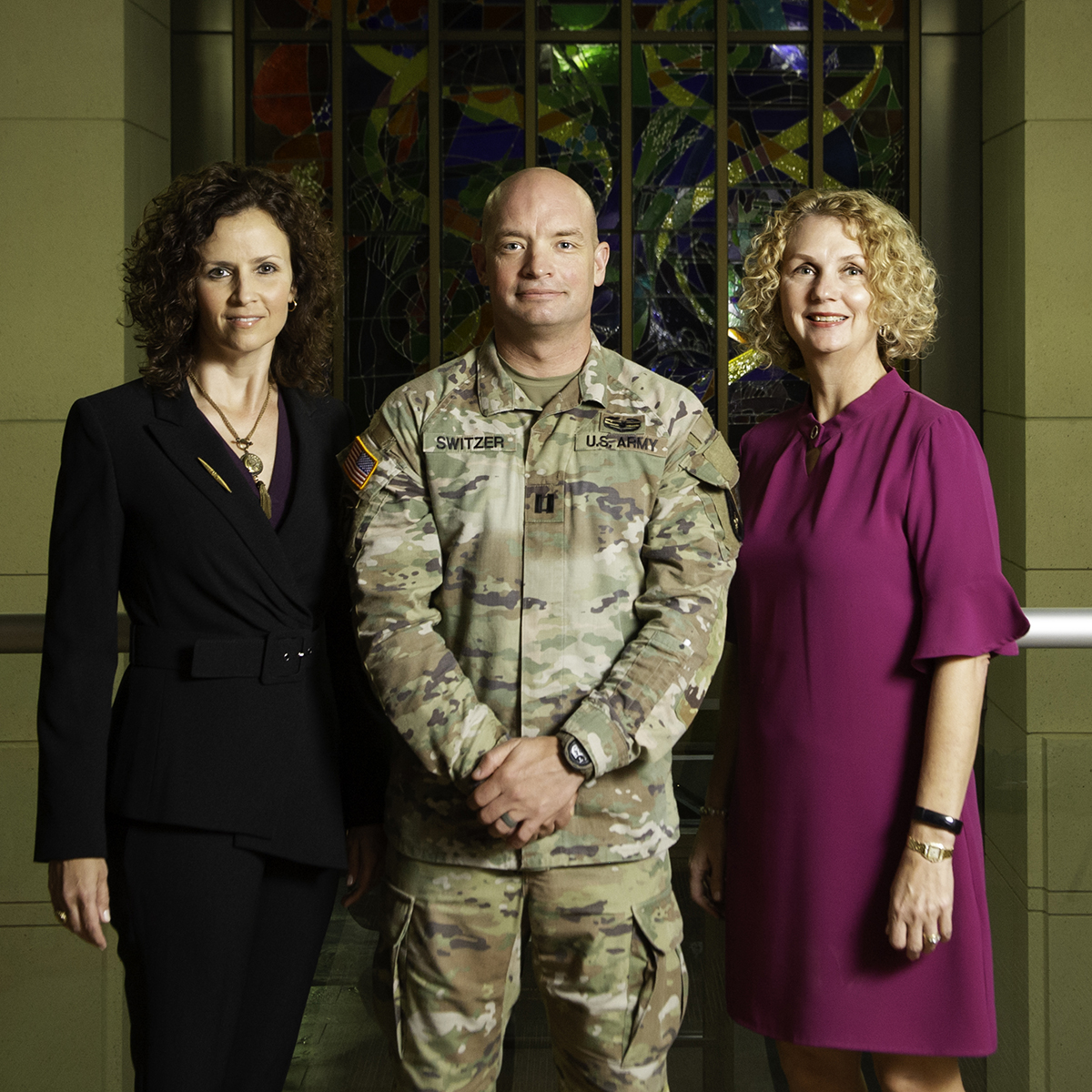 Tiffany Stewart, Captain Michael Switzer, and Jennifer Rood at Pennington Biomedical Research Center