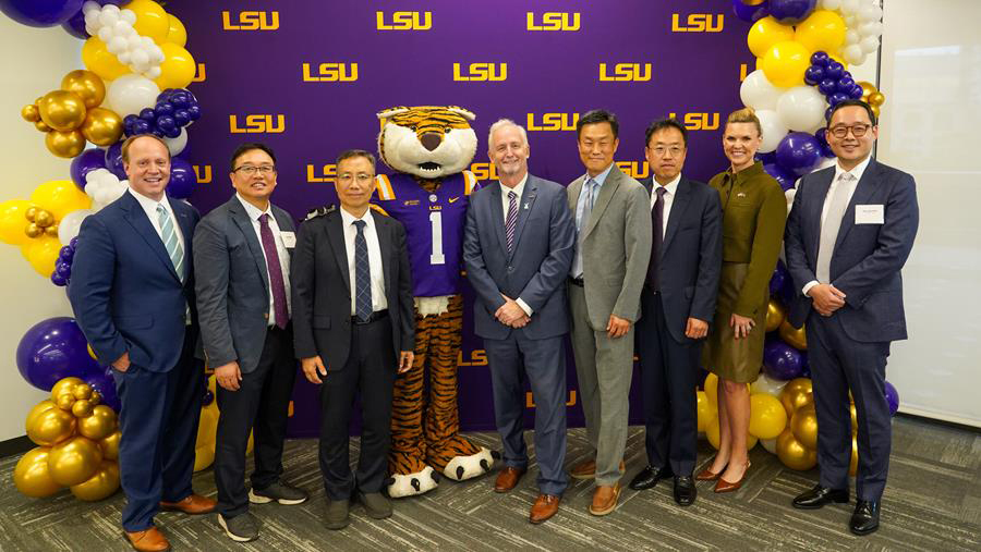 Hyundai Steel and LSU with Mike the Tiger