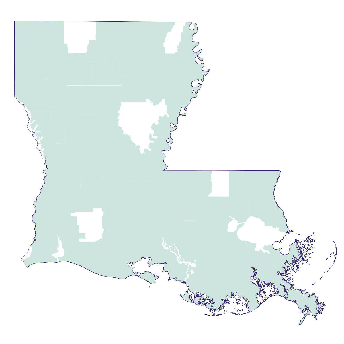 Map of alligator production in Louisiana