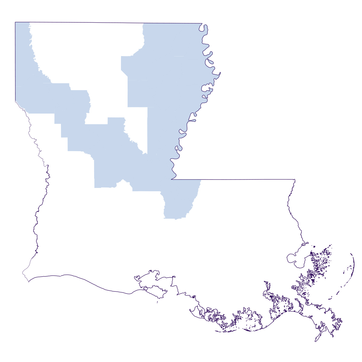 Map of cotton production in Louisiana