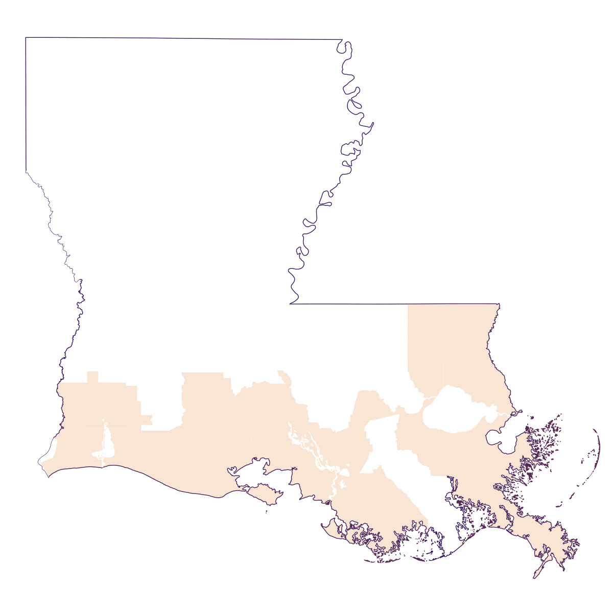 Map of crab production in Louisiana