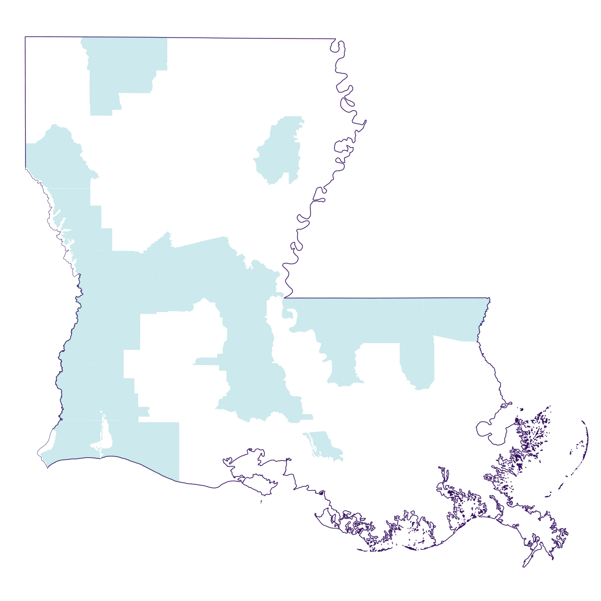 Map of dairy production in Louisiana