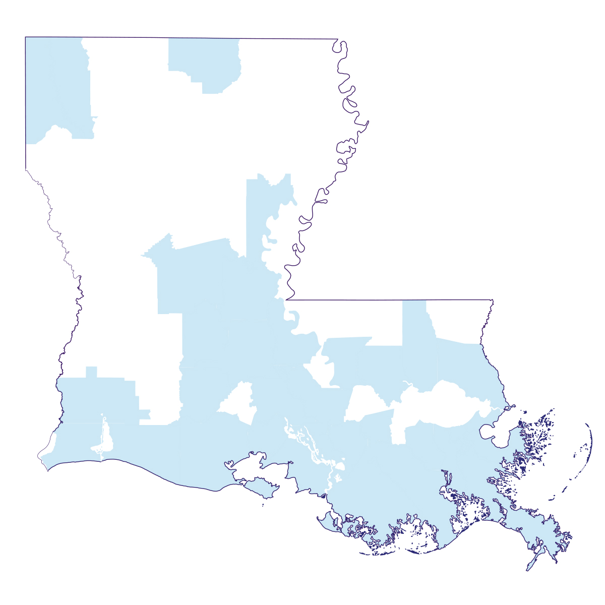 Map of finfish production in Louisiana