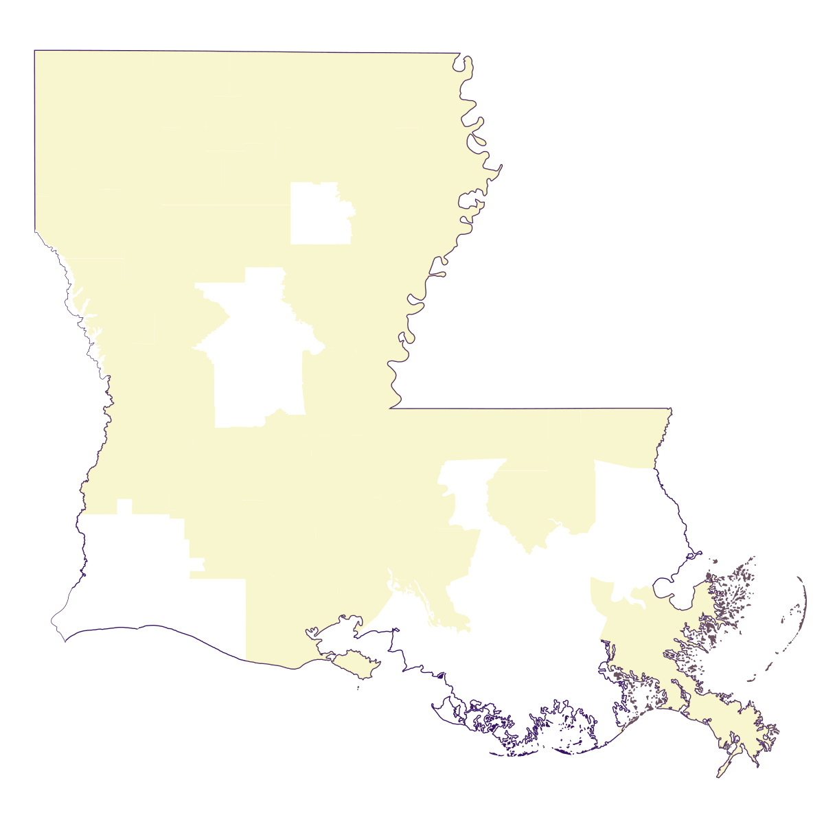 Map of honey production in Louisiana