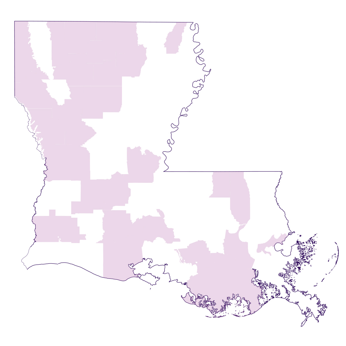 Map of poultry production in Louisiana