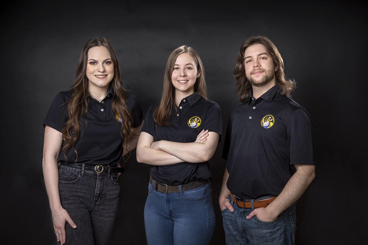 Portrait of the three LSU students who lead the Tiger Eye 1 mission