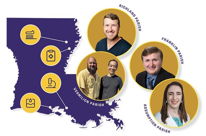 Louisiana map with impact areas