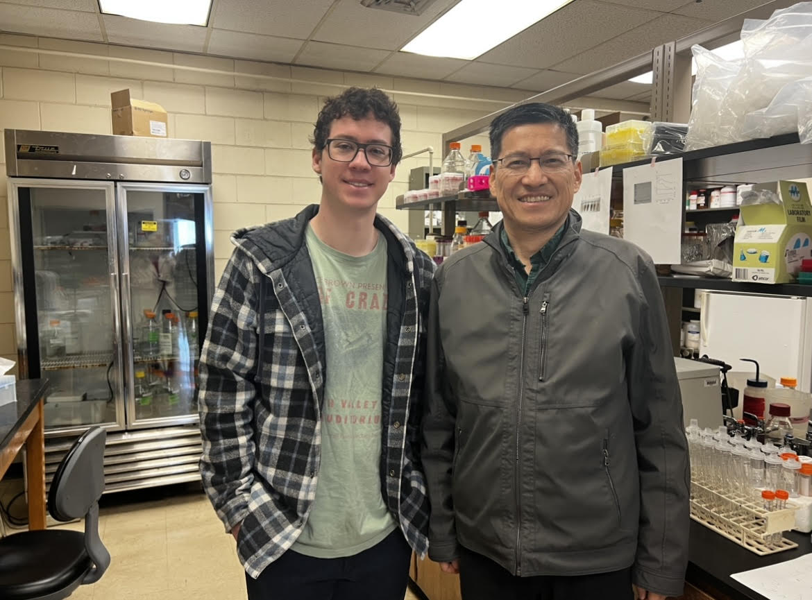 Aidan and Dr. Ding Aidan and Dr. Ding studying in the lab