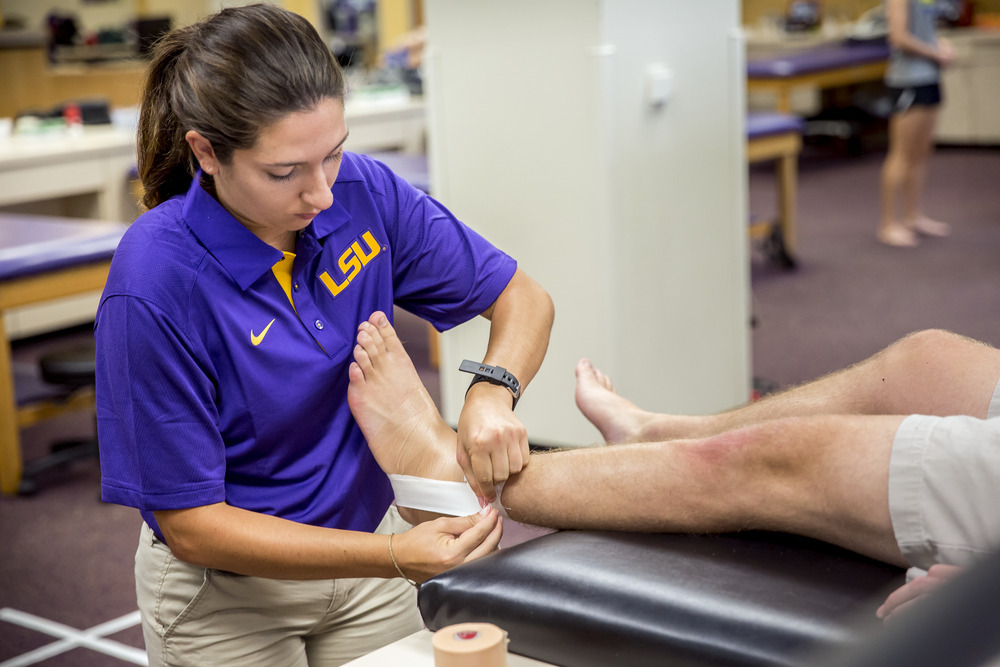 student getting physio therapy on ankle