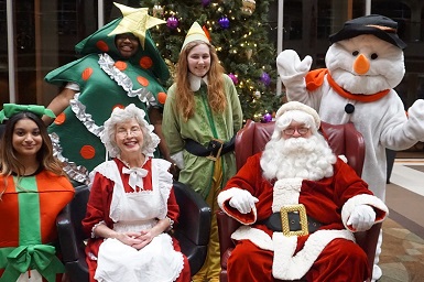 Holiday on Campus Characters with Santa