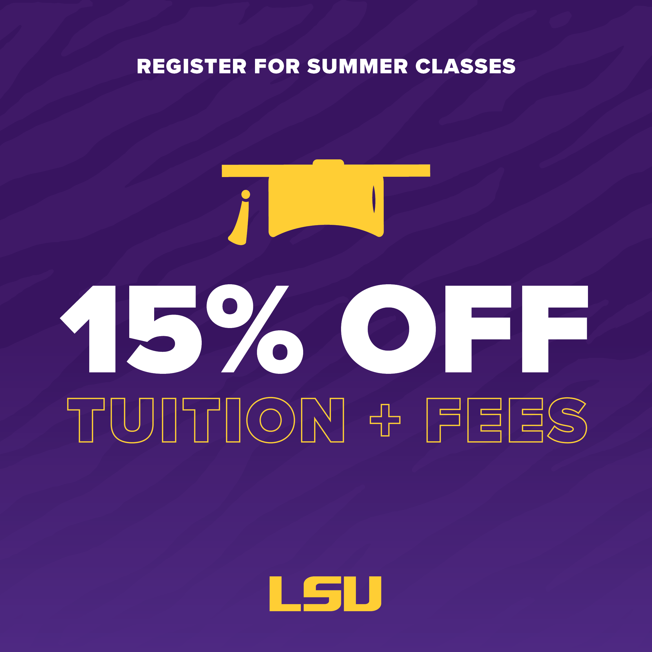 register for summer classes, 15% off tuition and fees