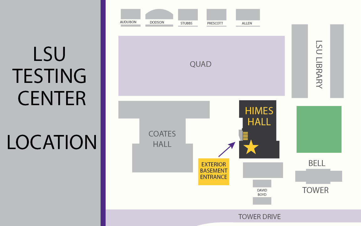 Image showing location of new entrance between Coates Hall and Himes Hall, showing Tower Drive and other main quad buildings.