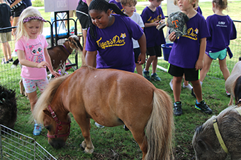 youth program participants with a pony