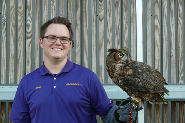 Ethan Neal with Great Horned Owl
